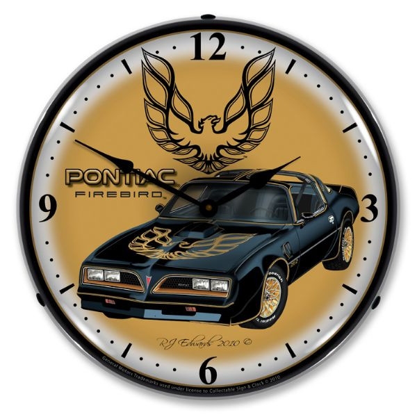 1977 Pontiac Firebird Bright LED Clock wb man cave mall mancavemall.com