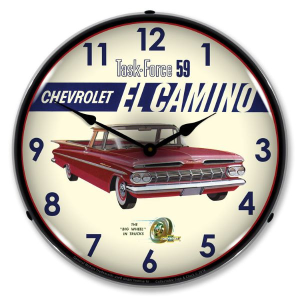 1959 El Camino Bright LED Clock wb man cave mall mancavemall.com