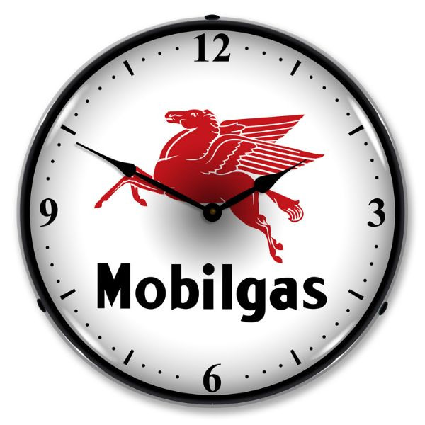 Mobilgas Pegasus Mobil gas Bright LED Clock wb man cave mall mancavemall.com