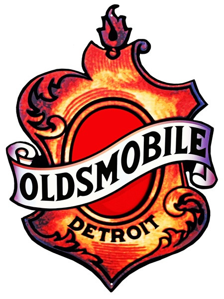 Oldsmobile Detroit Shaped Steel Sign 15 x 20 Man Cave Mall mancavemall.com