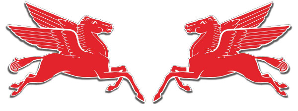 New L R Pegasus New Look Left & Right Facing Mobil Gas Oil Flying Horse Heavy Steel Sign Extra Large 3525 Man Cave Mall mancavemall.com