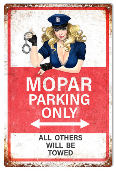 Pin Up Mopar Parking Only All Others Will Be Towed 3 Sizes 1218 1624 1830 Pinup Metal Sign  Man Cave Mall mancavemall.com
