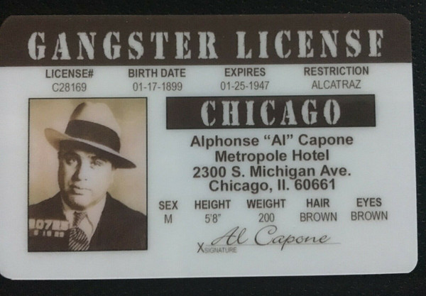 Al Capone Scarface Gangster Novelty Drivers License ID Style PVC Magnet 2" x 3" Al Capone, Mafia, Mobster, Scarface, Gangster, Chicago, Outfit, Chicago Mob, Alcatraz, Capone, Magnet, Magnet Sign, Drivers License, ID, ID Card