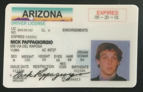 Nick Pappagiorgio Vegas Vacation Novelty Drivers License 2" x 3" Nick Pappagiorgio, Rusty, Vegas Vacation Movie, Movie, Classic Movie, Drivers License, ID, ID Card, Fake Joke ID,  Novelty Drivers License, Fake ID, Joke ID, Fake License, Joke License, Novelty ID Card, Novelty ID Mancave Man Cave Mancavemall.com Mancavemall