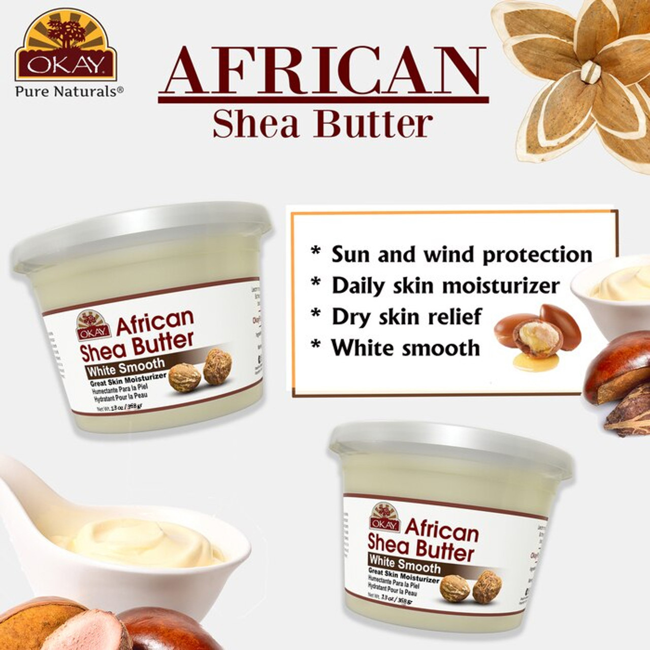 OKAY African Shea Butter, Yellow Smooth, 16 oz.