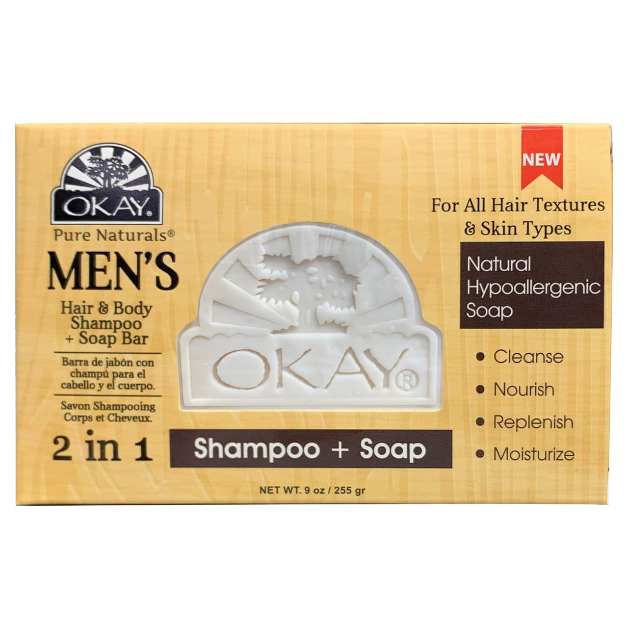 OKAY MEN'S SHAMPOO + SOAP 2in1 BAR 9 oz/255 gr 