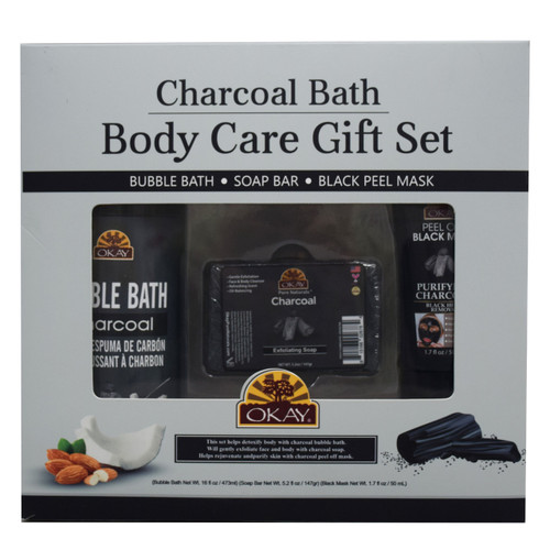 OKAY CHARCOAL BATH BODY FACIAL SET 3pc