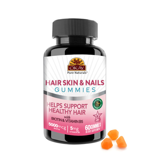 OKAY Gummies Hair Skin and Nails 60 Count Cream Soda Flavor