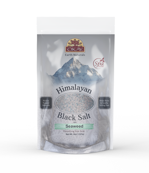 OKAY Pure Naturals Himalayan Black Salt with Seaweed- Detoxifying Foot Soak 8oz