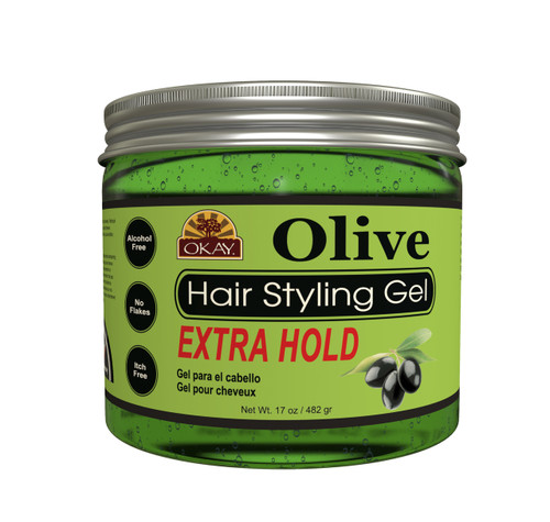 OKAY OLIVE HAIR STYLING GEL, EXTRA HOLD 17OZ
