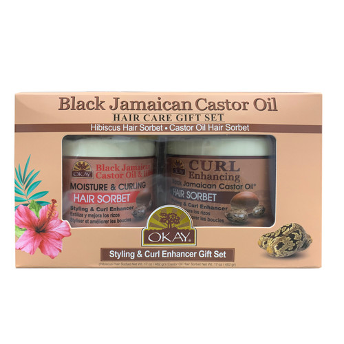 OKAY BLACK JAMAICAN CASTOR OIL and HIBISCUS SORBET HAIR CARE GIFT SET 2PK