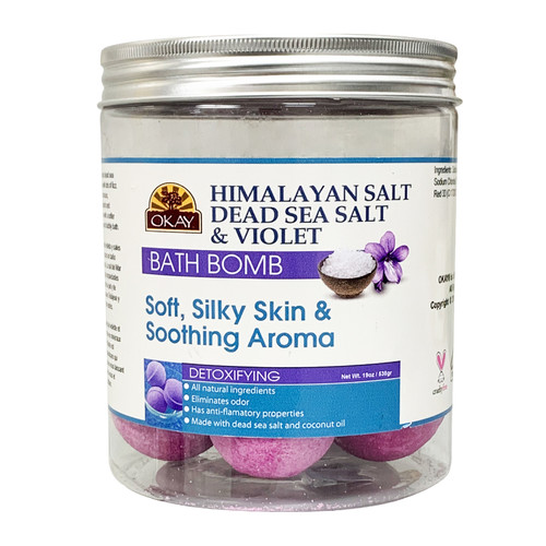 OKAY Himalayan Salt, Dead Sea Salt & Violet Bath Bomb
