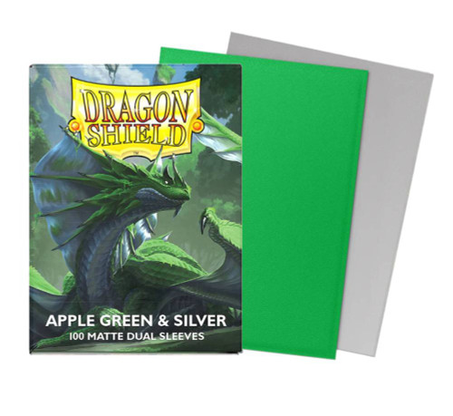 Dragon Shield Card Sleeves - Apple Green & Silver (Matte Dual)