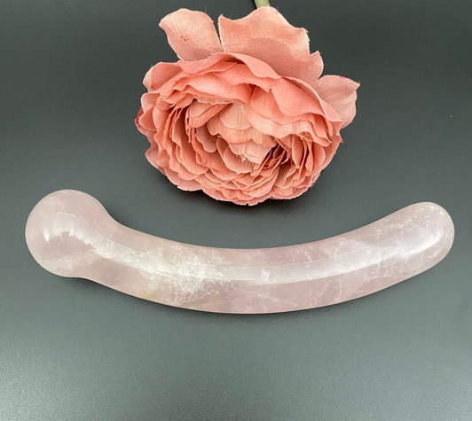 ROSE QUARTZ CURVED YONI WAND