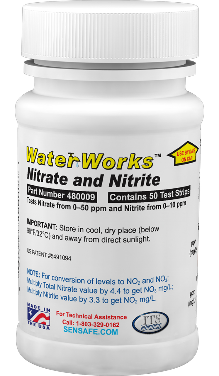 Nitrite 0-25 ppm, Nitrate 0-500 ppm Two Pad Test Strip [Vial of 50 Strips]