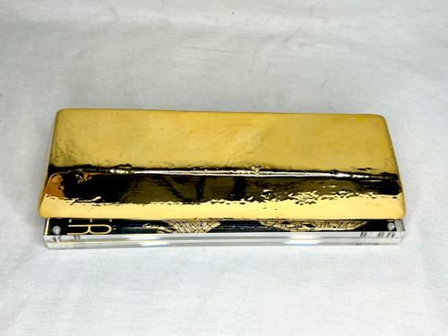 007 James Bond, Goldfinger, Fort Knox Gold Bar, Real Prop Replica, Solid Resin, Gold Plated, Display Plaque, Signed, Numbered, Limited Edition
