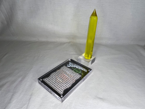 Superman Kryptonite, Gold Acrylic Crystal, Real Prop Replica, Display Plaque, Item Stand, Signed, Numbered, Limited Edition