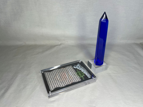 Superman Kryptonite, Blue Acrylic Crystal, Real Prop Replica, Display Plaque, Item Stand, Signed, Numbered, Limited Edition
