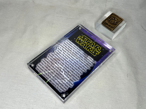 Star Wars Galactic Gold Credit Chip Piece, Display Plaque, Item Stand, Real Prop Replica, Solid Metal, Signed, Numbered, Limited Edition