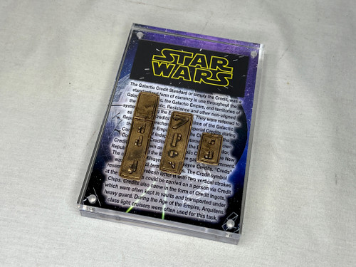 Star Wars Galactic Gold Credit Ingot Set, Display Plaque, Real Prop Replica, Solid Metal, Signed, Numbered, Limited Edition