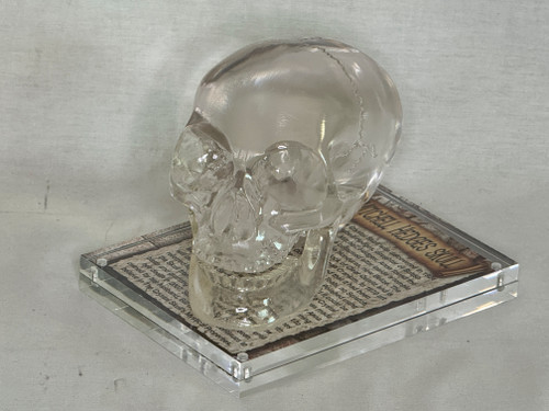 Mitchell Hedges Ancient Crystal Skull Replica, Solid Acrylic, Display Plaque, Free Color Book, Signed, Numbered, Limited Edition
