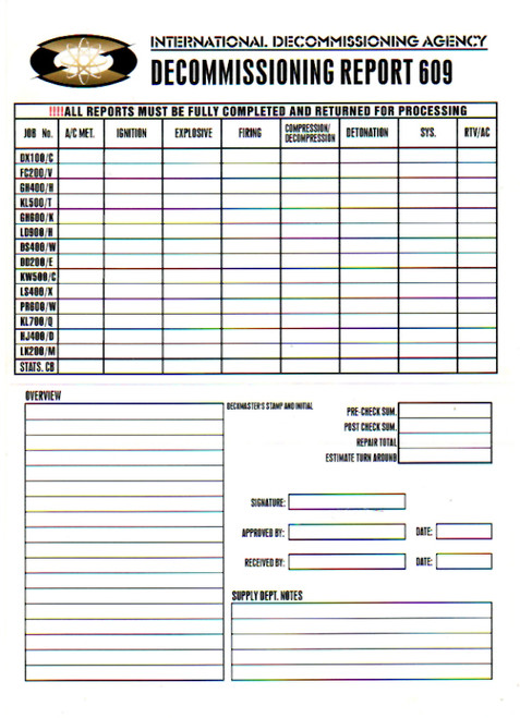 007 James Bond, The World Is Not Enough, Decommissioning Report 609 (C) Real Prop
