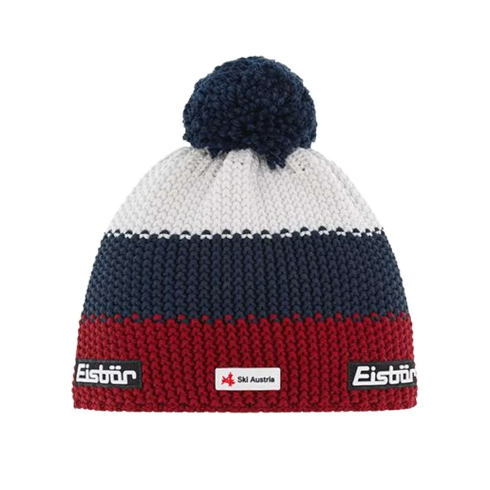 Bonnet De Ski Eisbär Austria - Bleu Et Blanc, Unique, Vintage Station Neige