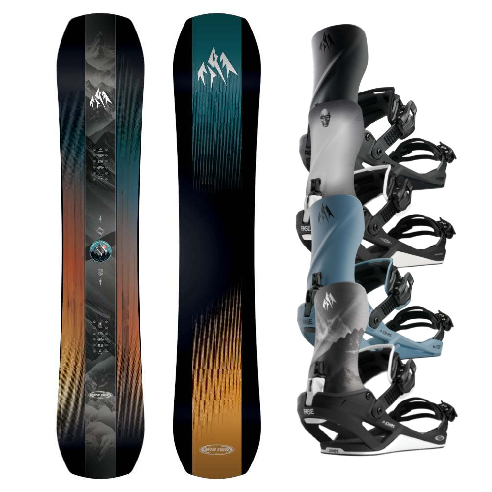 スノーボード Jones Mercury FASE M Stealth Black Jones Mountain Twin Snowboard w Jones Mercury FASE Snowboard