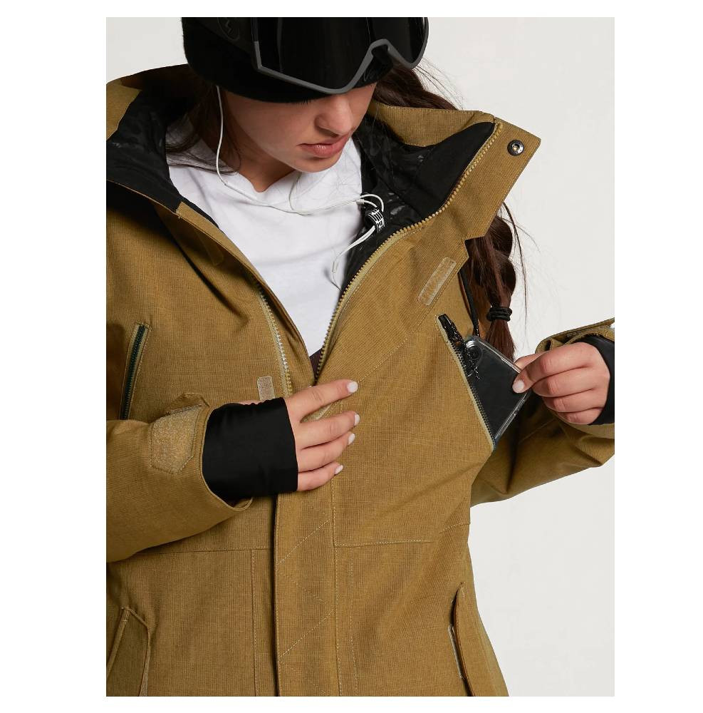 Volcom Shrine Ins レディース スノーボードジャケット チョコカ Volcom Shrine Insulated Womens Burnt Khaki Jacket 2022 | Corbetts