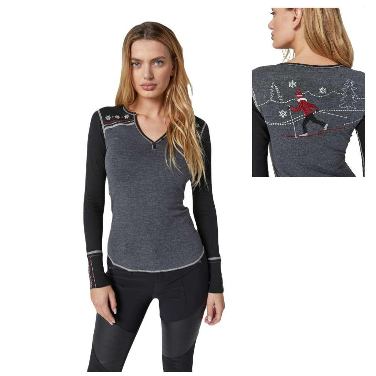 2024 Alp-N-Rock Cross Country Henley Womens Heather Black Shirt