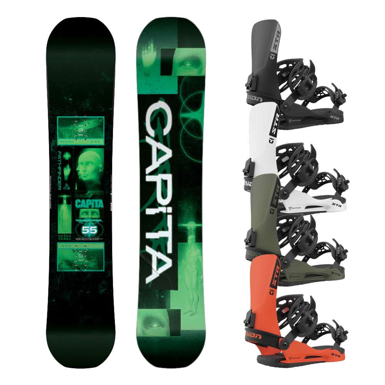 2024 Capita Pathfinder Reverse Camber Mens Snowboard w/ Union STR Mens  Snowboard Bindings