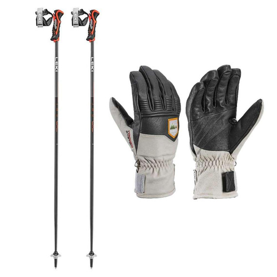 LEKI Leki Rubic 3D Mens Glove w/ Leki Airfoil 3D Adult Ski Poles 2025 