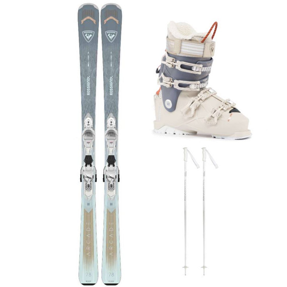 Rossignol Arcade W 78 Womens Skis w/ Rossignol Alltrack 70 Womens Ski Boots & Rossignol Electra Womens Ski Poles Package 2026