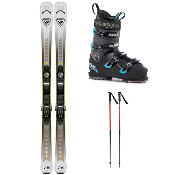 Rossignol Arcade 78 Skis w/ Rossignol Speed 100 HV Plus SKi Boots & Rossignol Tactic Ski Poles Package 2026