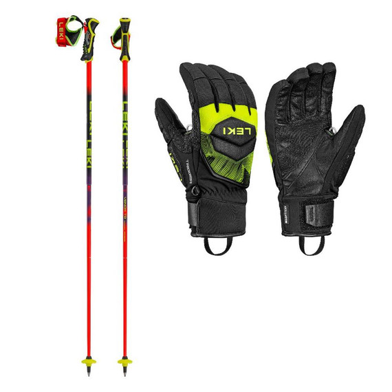 Leki WCR Core TR Mitt w Leki Venom GS TR Ski Poles Bright