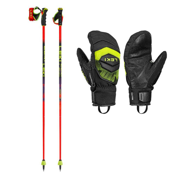 Leki WCR Core TR Glove w Leki Venom SL TR Ski Poles Bright