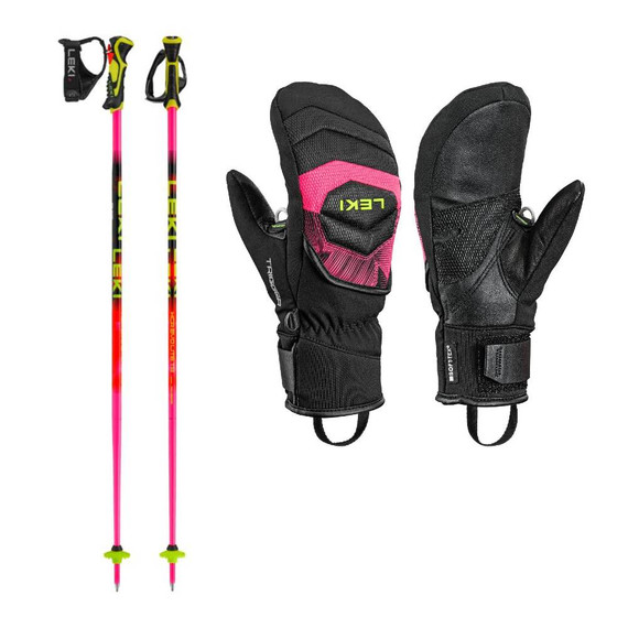 Leki WCR Core TR Glove w Leki Venom SL TR Ski Poles Bright