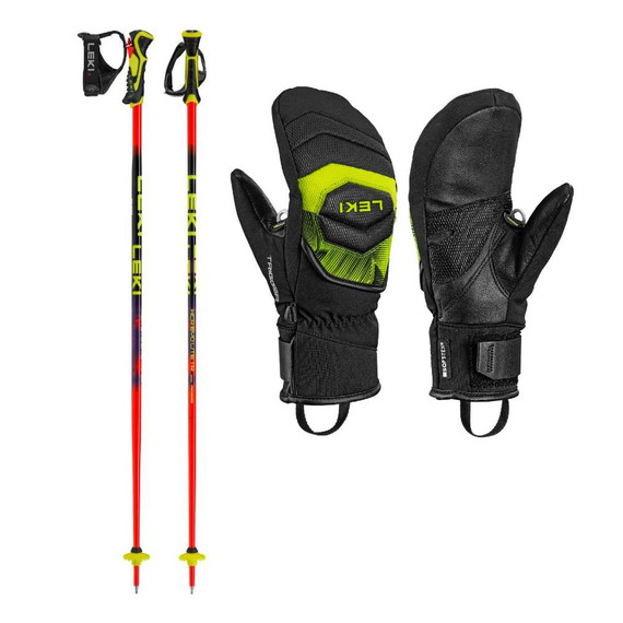 Leki WCR Core TR Glove w Leki Venom SL TR Ski Poles Bright
