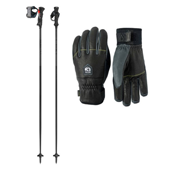 Hestra Omni Trigger Adult 5-Finger w/ Leki Airfoil 14 TR Ski Poles Package 2027