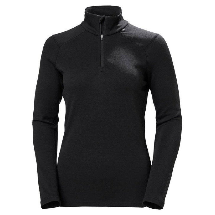 HELLY HANSEN 2023 Helly Hansen Lifa Merino Midweight Womens Black Half Zip 