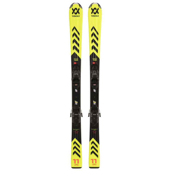 VOLKL 2024 Volkl Racetiger JR Yellow Skis w/ vMotion JR 4.5 GW Bindings 