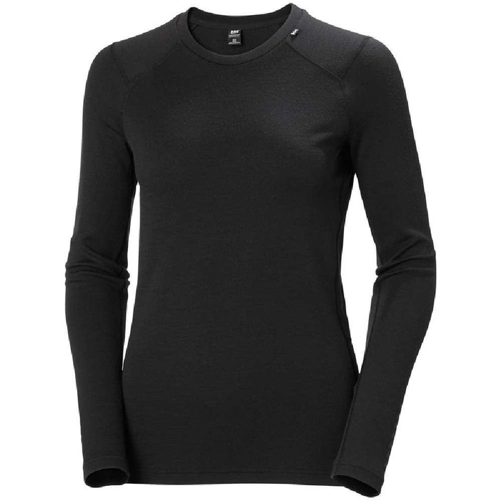 HELLY HANSEN 2024 Helly Hansen Lifa Merino Womens Black Midweight Crew 