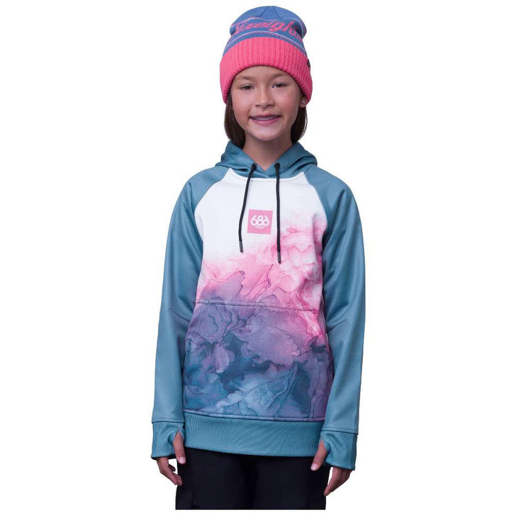 686 2024 686 Bonded Fleece Pullover Girls Steel Blue Marble Hoody 