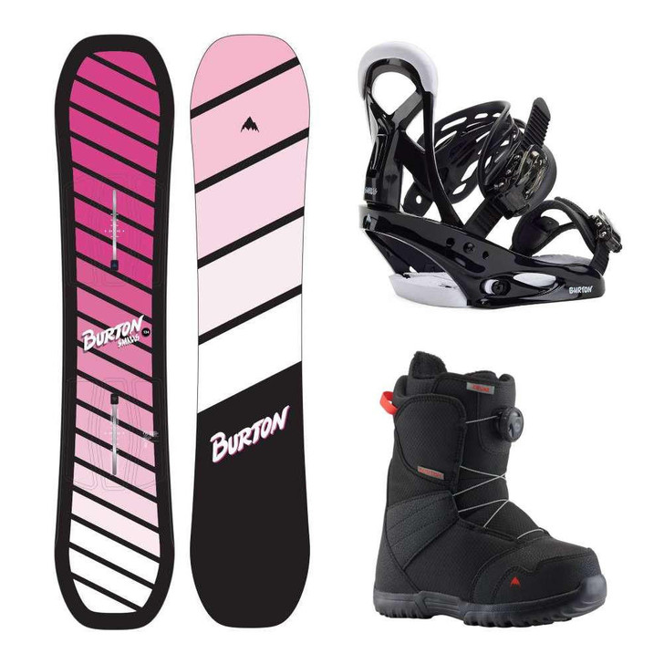 2024 Burton Smalls JR Snowboard w Smalls JR Snowboard Bindings & Zipline  BOA JR Snowboard Boots Package
