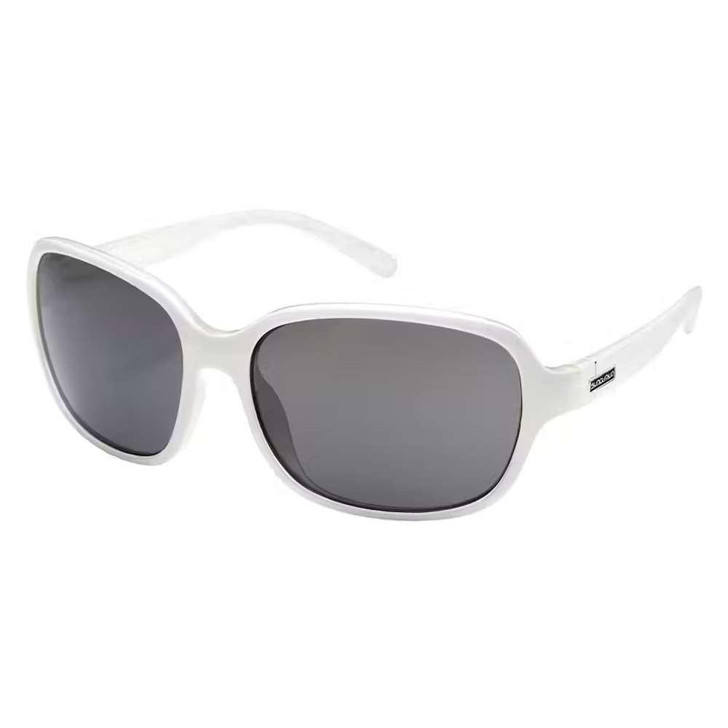 SUNCLOUD Suncloud Sequin White Sunglasses w/ Polarized Gray Lens 