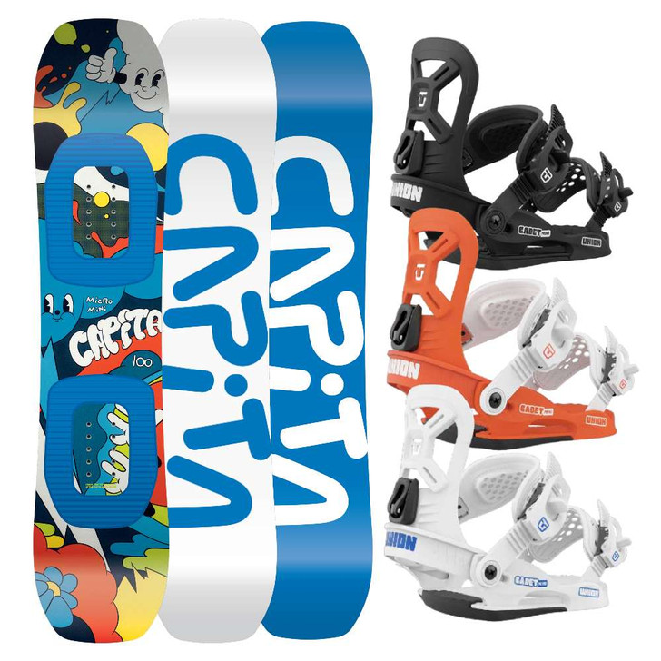 2024 Capita Micro Mini JR Snowboard w/ Union Cadet Mini JR Snowboard Bindings