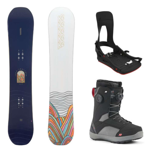 2024 K2 Cold Shoulder Womens Snowboard w/ K2 Clicker X HB Womens Snowboard  Bindings and K2 Kinsley Clicker X HB Womens Snowboard Boots Package