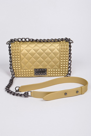 Gold studded Monotone jelly clutch 