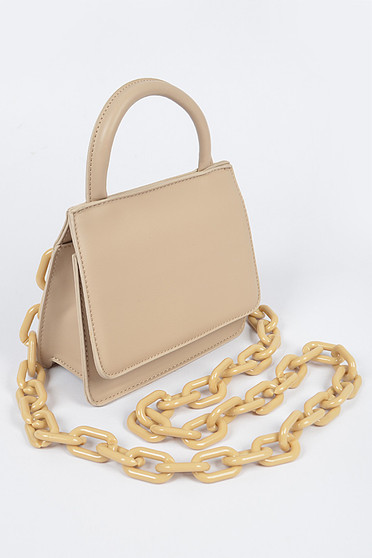Tremaine Clutch with Chain Links - Nude