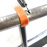 hooks onto the trampoline frame